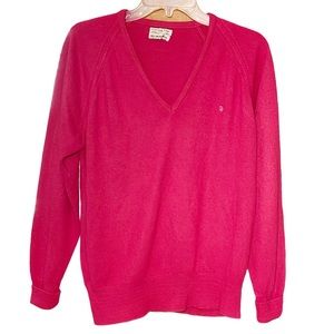 Vintage Christian Dior V Neck Sweater Hot Pink Medium